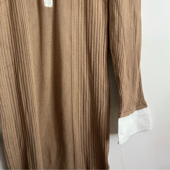 By Anthropologie • Caramel White Ribbed Polo Dress - Picture 5 of 9